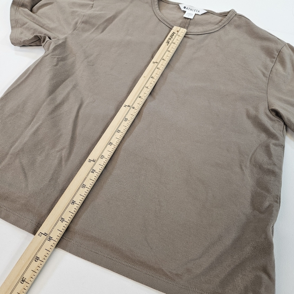 Lot Of 3 Athleta Shirts Womens Small Short Sleeve Tan Gray And White - Picture 5 of 13